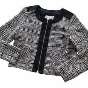 BCBGeneration Plaid Print & Denim Zip Up Blazer Jacket Women's Size 10